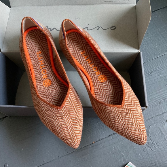 Rothy’s Merino Collection Pointed Toe Flats - Camel Herringbone - Picture 1 of 5